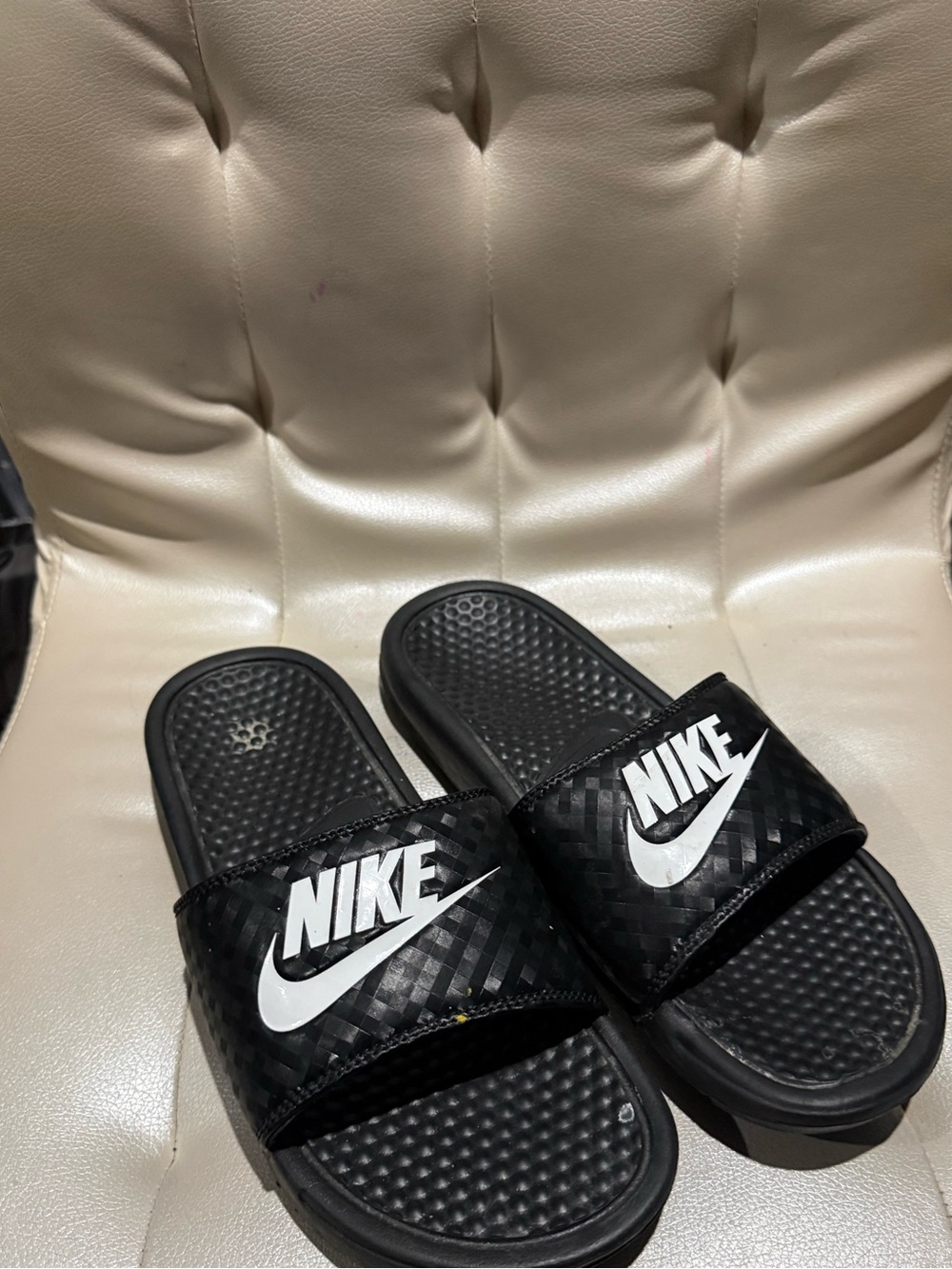 Nike Black Slide Sandals with White Swoosh
